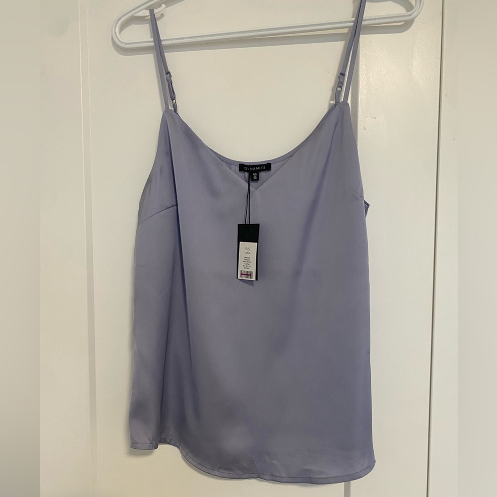Dynamite Luna‎ Lilac Spaghetti Tank Top Satin Shirt Women's Size Small
